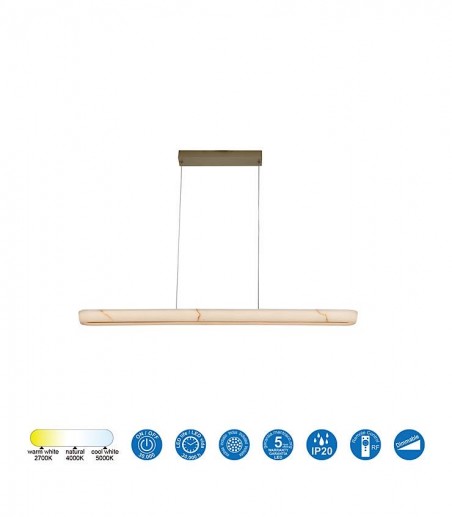 Características de KIRORO · Lámpara de techo lineal color champán · Mantra