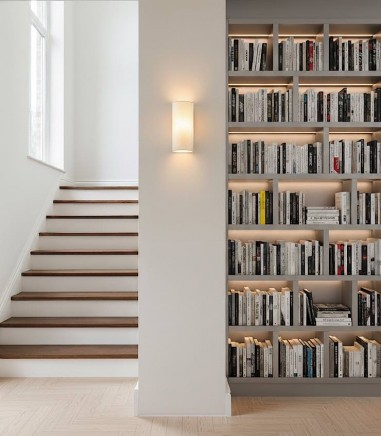 Pasillo con LUMA · Aplique de pared con pantalla de tela cruda E27 · ACB