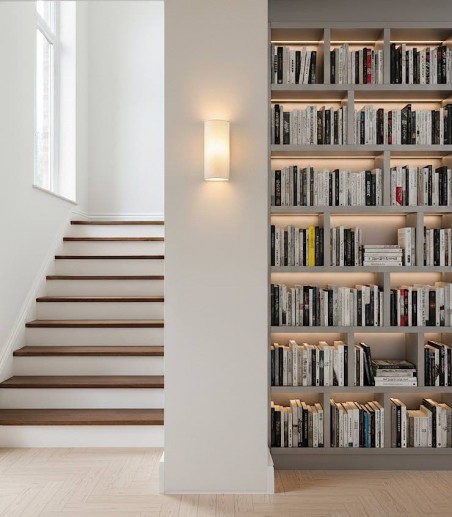 Pasillo con LUMA · Aplique de pared con pantalla de tela cruda E27 · ACB