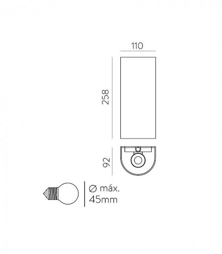 Medidas del aplique de pared LUMA A4009080CR