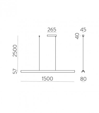 Medidas de la lámpara colgante lineal ALMA de 150 cm