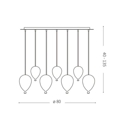 Dimensiones Lámpara Clown SP7 Multicolor 100937 Ideal Lux