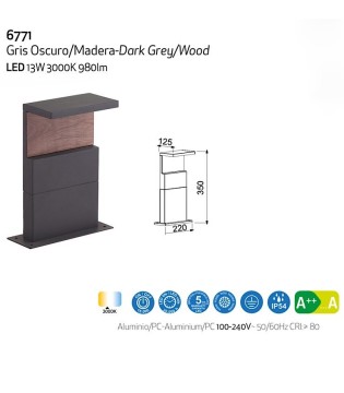 Baliza RUKA LED Pequeña Madera IP-54 6771 Mantra 2