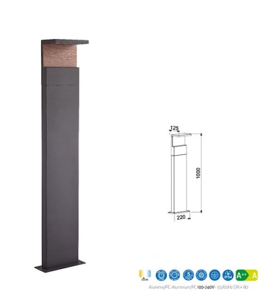 Baliza RUKA LED Alta Madera IP-54 6773 Mantra