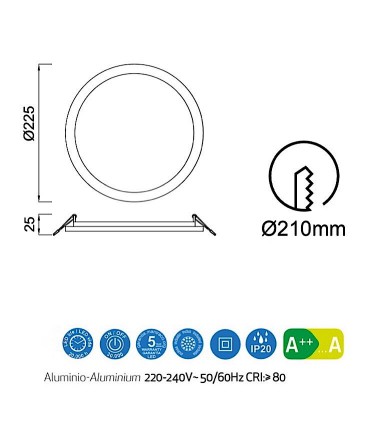 Downlight LED SAONA Redondo 24W Blanco Empotrable Mantra