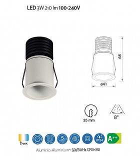 Empotrable GUINCHO LED Blanco 3W IP54 Mantra