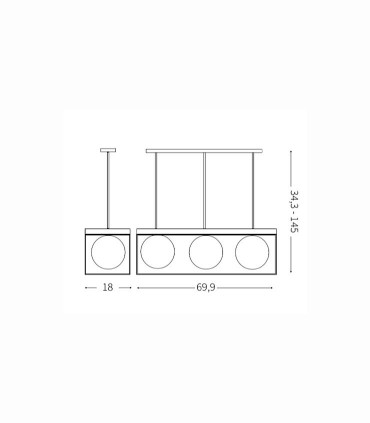 Medidas Lámpara lineal de techo Lingotto SP3 - IDEAL LUX