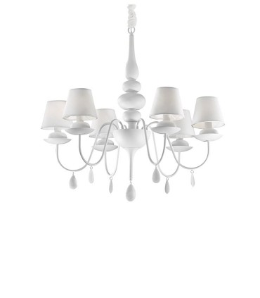 Lámpara de techo pantallas BLANCHE SP6 blanco - Ideal Lux