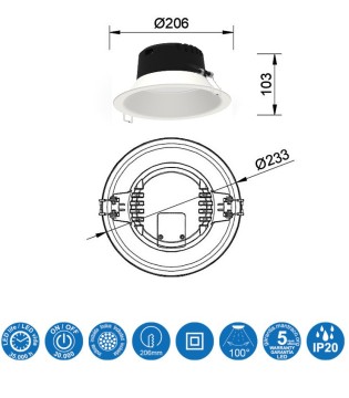 Downlight LED MEDANO 21W Blanco 23cm Mantra 2
