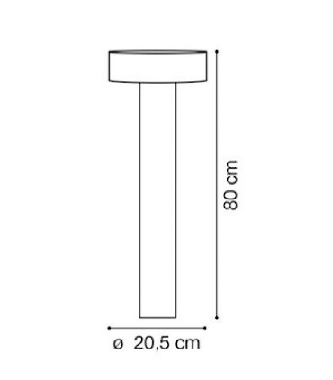 Medidas Baliza exterior TESLA PT4 80 cm antracita 153162 de Ideal Lux
