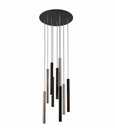 Lampara VARAS oro negro 9 luces dimable - Schuller 373272D