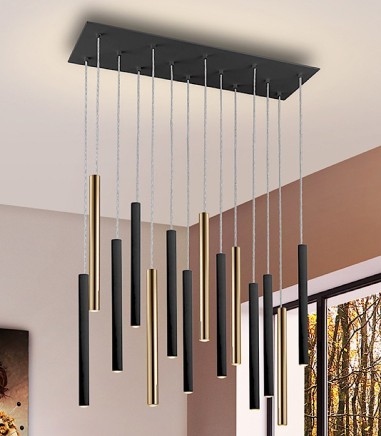 Lámpara techo LED VARAS 14L oro-negro - Schuller
