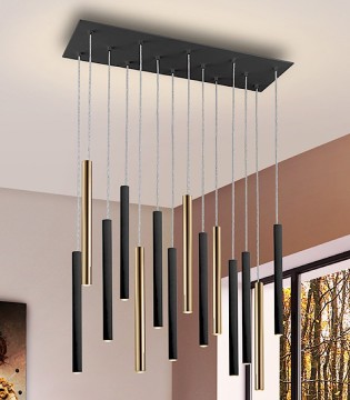 Lámpara techo LED VARAS 14L oro-negro dimable - Schuller 2
