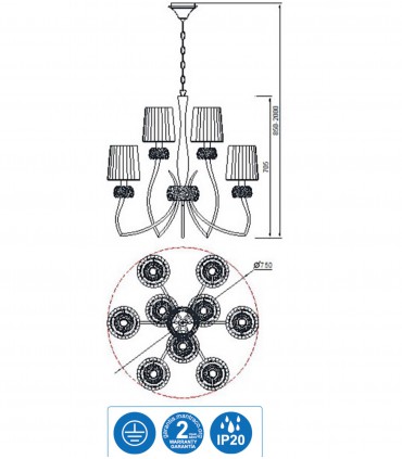 Características Lámpara LOEWE 9L E14 4730 Cuero c/pantalla Mantra