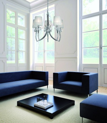 Lámpara LOEWE 5L E14 4631 cromo c/pantalla Mantra. Imagen de ambiente