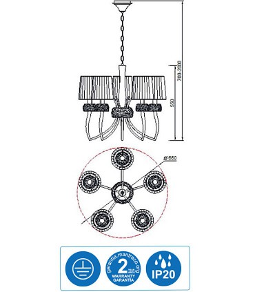 Características Lámpara LOEWE 5L E14 4731 Cuero c/pantalla Mantra