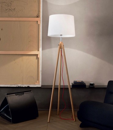 Lámpara de pie YORK PT1 madera de Ideal Lux