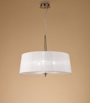 Lámpara de techo LOEWE 3L E27 4739 Cuero c/pantalla Mantra