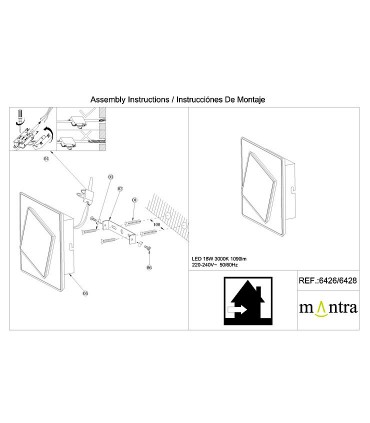 Aplique de pared Dakla 18W Negro - Mantra
