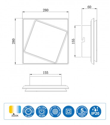Aplique de pared Dakla 18W Blanco - Mantra
