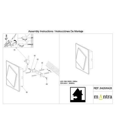 Instrucciones de montaje Aplique Dakla cuadrado 18W Blanco 6426 Mantra