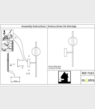Instrucciones de montaje Aplique led CUBA 8W 7163 Mantra