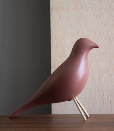 Pájaro cerámico rosa oscuro mate