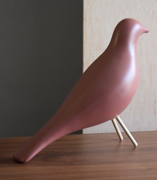 Pájaro cerámico rosa oscuro mate 2
