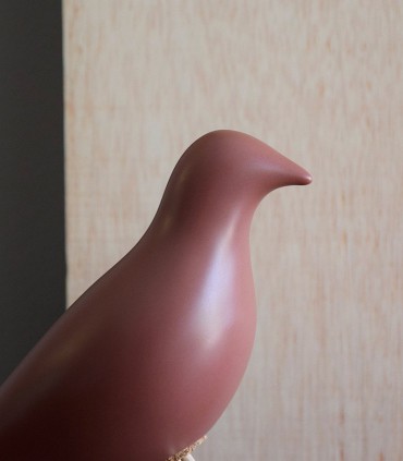 Pájaro cerámico rosa oscuro mate