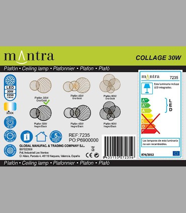 Colección Plafón Collage Oro 30W 3000K 2250lm 7235 Mantra