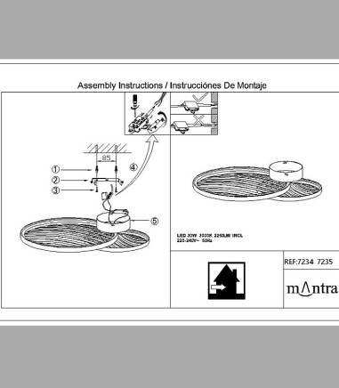 Instrucciones de montaje Plafón Collage Oro 30W 3000K 2250lm 7235 Mantra