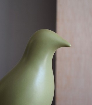 Pájaro cerámico verde mate 2
