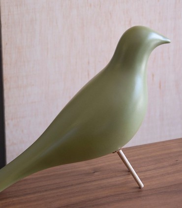 Pájaro cerámico verde mate