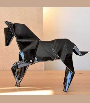 Figura caballo negro grande - VP Interiorismo