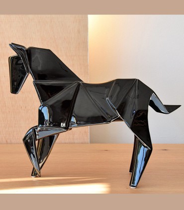 Figura caballo negro grande - VP Interiorismo