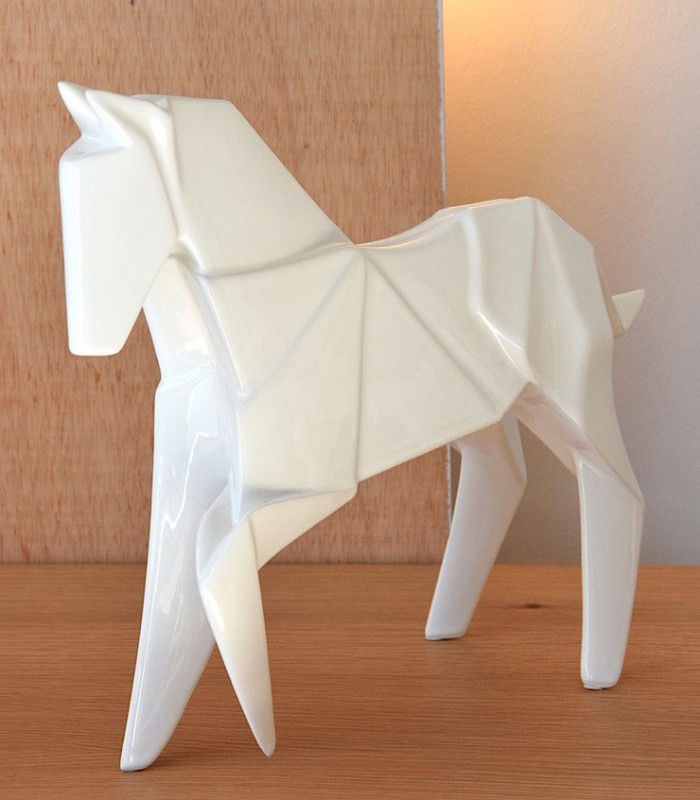 Figura decorativa moderna de caballo blanco grande - VP Interiorismo