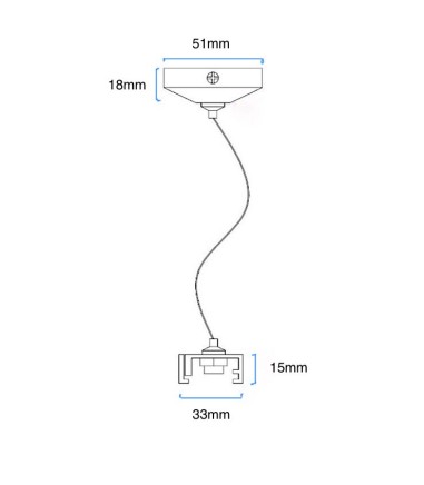 Dimensiones Colgante suspensión Carril Trifásico YLD Blanco-Negro