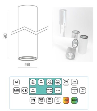 Plafón Tubo Led 10W 40cm Blanco YLD 2
