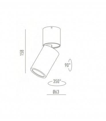 Dimensiones Foco Superficie Articulado Bombilla GU10 Redondo YLD NC1800